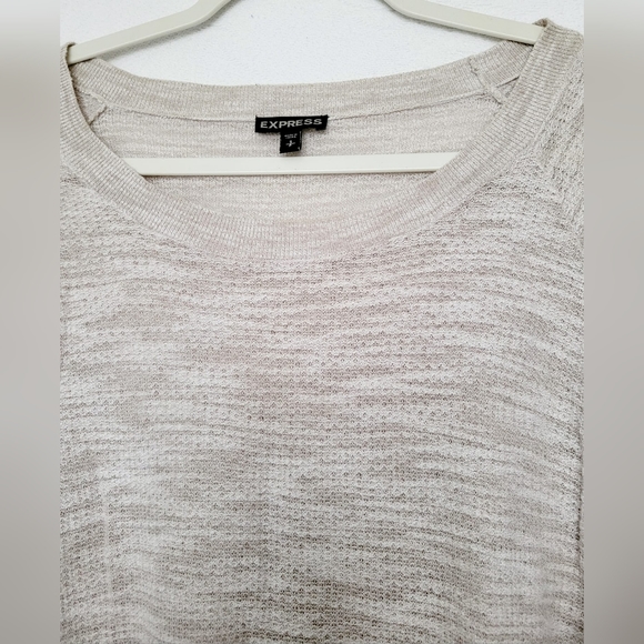 Express Women Cotton-Rayon Cutout Sleebes Tunic Sweater Light Gray Small Oversz - Picture 4 of 14